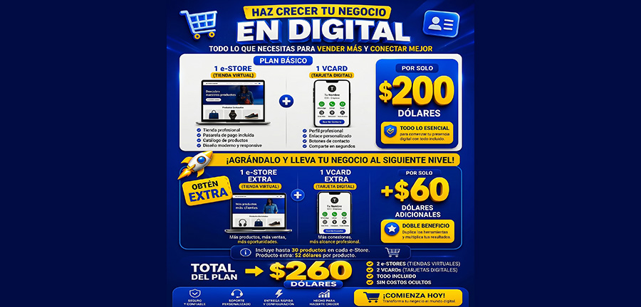 e-Store + Tarjeta de presentacion GRATIS